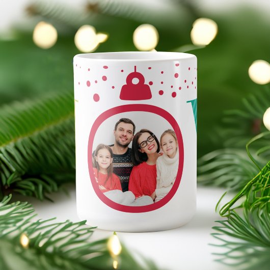 Mug Moderne brillant "Joy" Ornement Rouge | Photo de v