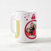 Mug Moderne brillant "Joy" Ornement Rouge | Photo de v (Devant gauche)
