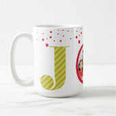 Mug Moderne brillant "Joy" Ornement Rouge | Photo de v (Gauche)