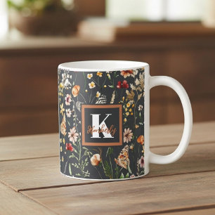 Mug Moderne broderie florale Boho monogrammée