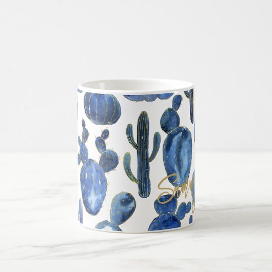 Mug Moderne Cactus Blue Gold NOM Chic Désert (Centre)