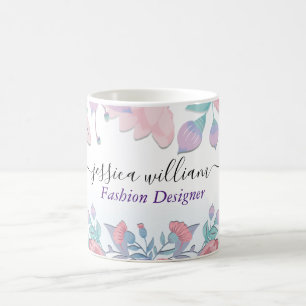 Mug Moderne Chic Aquarelle Bleu Hydrangée Florale