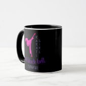 Mug Moderne Chic Fille Noir Rose Silhouette Karate (Devant gauche)