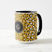 Mug Moderne chic imprimé guépard or motif monogramme (Devant droit)