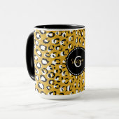 Mug Moderne chic imprimé guépard or motif monogramme (Devant gauche)