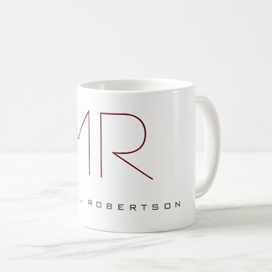 Mug Moderne Chic Monogramme Professionnel (Devant droit)