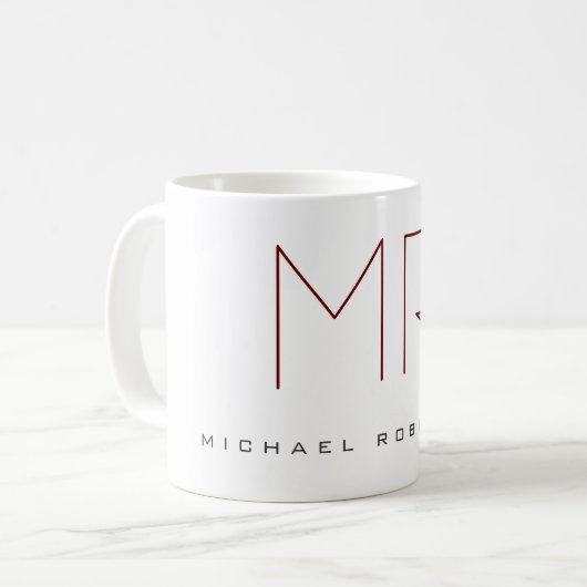 Mug Moderne Chic Monogramme Professionnel (Devant gauche)