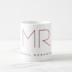 Mug Moderne Chic Monogramme Professionnel