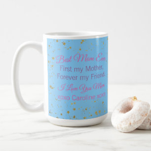 Mug Moderne Cute Bleu Meilleur Maman Jour Citer Mères