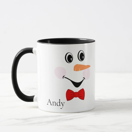 Mug Moderne Cute Custom Smiling visage Snowman (Gauche)