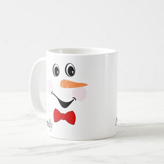 Mug Moderne Cute Custom Smiling visage Snowman (Devant gauche)