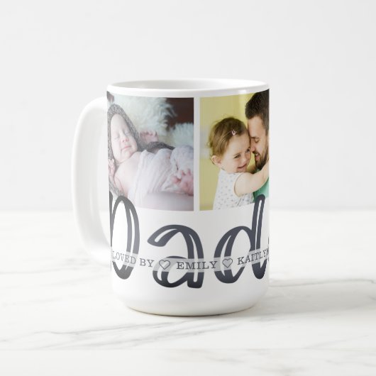 Mug Moderne Cute DADDY 3 Photo personnalisée (Devant gauche)