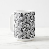 Mug Moderne & Cute noir et blanc Hippie Daisy Floral (Devant gauche)