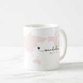 Mug Moderne Cute Wanderlust World Travel Script | Rose (Devant droit)