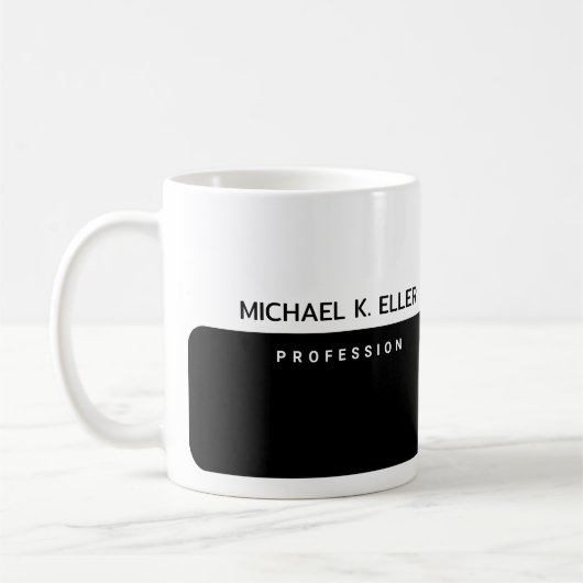 Mug moderne demi-noir demi-blanc à café avec nom (Gauche)