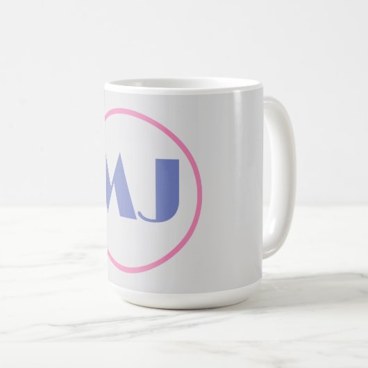 Mug Moderne Design Monogramme Bleu Lettres initiales g (Devant droit)