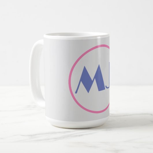 Mug Moderne Design Monogramme Bleu Lettres initiales g (Devant gauche)
