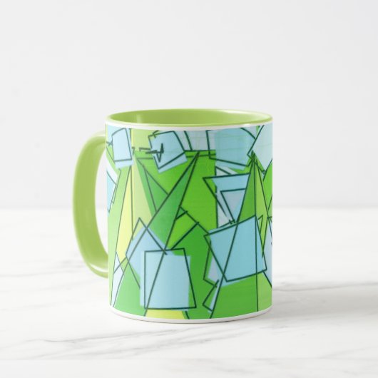 Mug Moderne du milieu du siècle Abstrait, vert citron (Devant gauche)