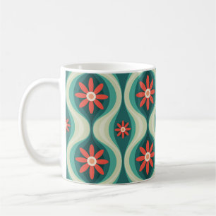 Mug Moderne du milieu du siècle : Fleurs orange Abstra