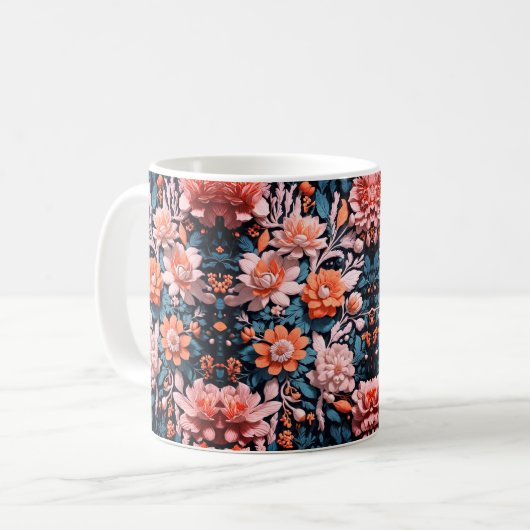 Mug Moderne Dynamique Fleurs Boho Motif d'art (Devant gauche)