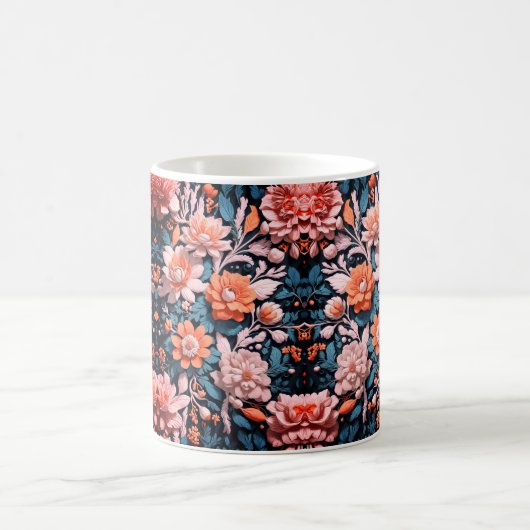 Mug Moderne Dynamique Fleurs Boho Motif d'art (Centre)