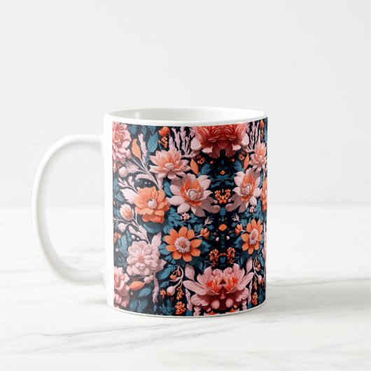 Mug Moderne Dynamique Fleurs Boho Motif d'art (Gauche)