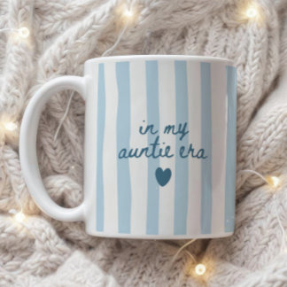 Mug Moderne écriture bleue rayée "À l'ère de ma tante"