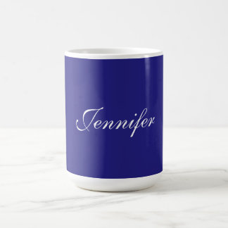 Mug Moderne Elégant Cute Unique Deep Blue Calligraphie
