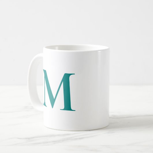 Mug Moderne Élégant initial Monogramme Modèle Turquois (Devant gauche)