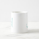 Mug Moderne Elegant Lumière Turquoise Blanc Initial Mo (Centre)