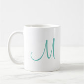 Mug Moderne Elegant Lumière Turquoise Blanc Initial Mo (Gauche)