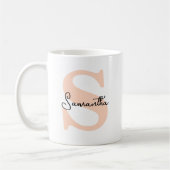 Mug Moderne Élégant Monogramme Initial Rose Personnali (Gauche)