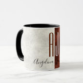 Mug Moderne Élégant Monogramme marbre et café en cuivr (Devant gauche)