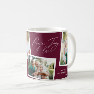 Mug Moderne élégant multi photo famille bordeaux