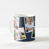 Mug Moderne élégant multi photo famille marine bleu (Devant gauche)