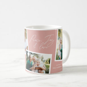 Mug Moderne élégant multi photo famille rose pâle