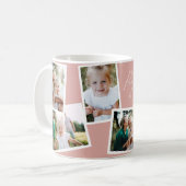 Mug Moderne élégant multi photo famille rose pâle (Devant gauche)