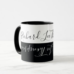 Mug moderne élégant noir blanc écriture manuscrite