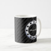 Mug Moderne Elégant noir et gris rayé (Devant droit)