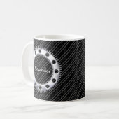 Mug Moderne Elégant noir et gris rayé (Devant gauche)