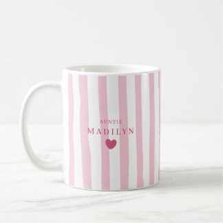 Mug Moderne Élégant Nom de Tatie Personnalisé Rayures
