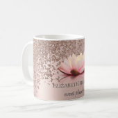 Mug Moderne Elégant Rose élégant Diamants Or Lotus (Devant gauche)