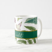 Mug Moderne et élégant feuilles de printemps vert et f (Devant droit)