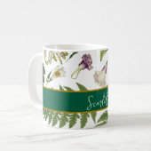 Mug Moderne et élégant feuilles de printemps vert et f (Devant gauche)