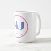 Mug Moderne et élégant Monogramme Bleu Coiffeur blanc (Devant droit)