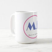 Mug Moderne et élégant Monogramme Bleu Coiffeur blanc (Devant gauche)