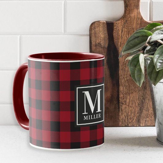 Mug Moderne Ferme Maison Rouge Monogrammé Buffalo à ca