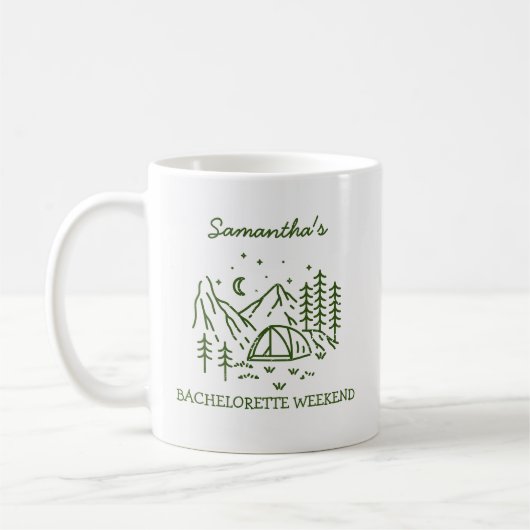 Mug Moderne Fête de Bachelorette Simple de Camping dan (Gauche)