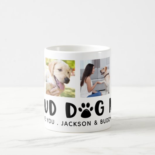 Mug Moderne FIER CHIEN MOM Empreinte de patte 4 Photos (Centre)