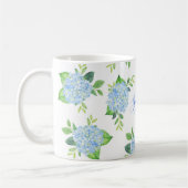 Mug Moderne Floral bleu Hydrangée Aquarelle Monogramme (Gauche)